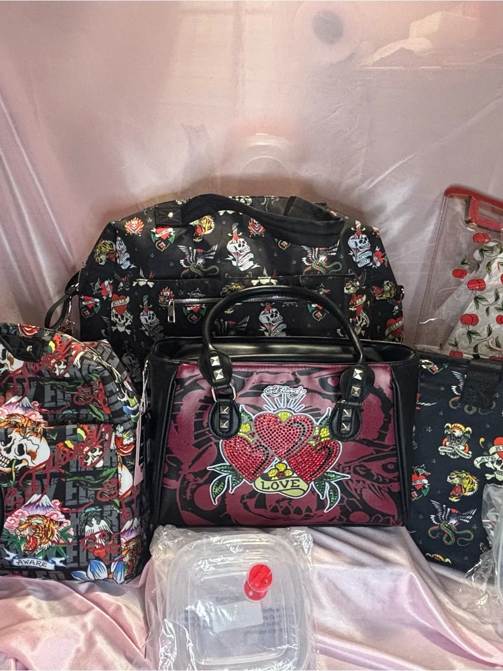 5 piece ED Hardy collection of bags. NWT